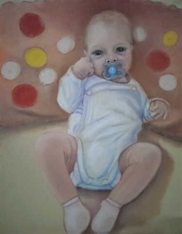 Painting titled "Bebe" by Reme, Original Artwork, Pastel