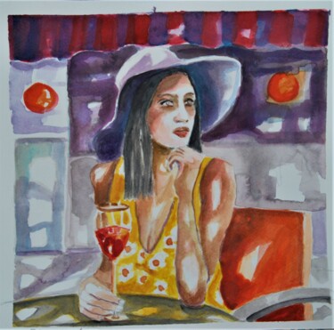 Painting titled "El aperitivo" by Reme, Original Artwork, Watercolor