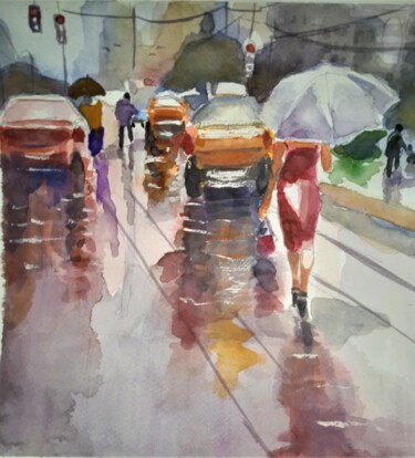 Pintura titulada "Dia de lluvia en Mu…" por Reme, Obra de arte original, Acuarela
