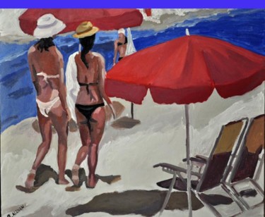 Painting titled "IN THE BEACH" by Reme, Original Artwork