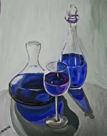 Painting titled "tres vinos III" by Reme, Original Artwork