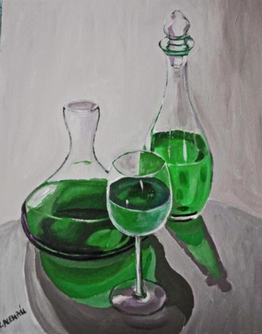 Painting titled "tres vinos V" by Reme, Original Artwork