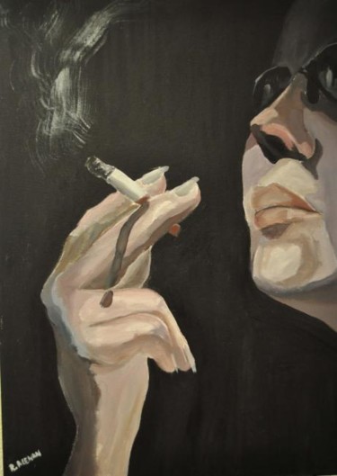 Painting titled "WHILE SMOKING" by Reme, Original Artwork