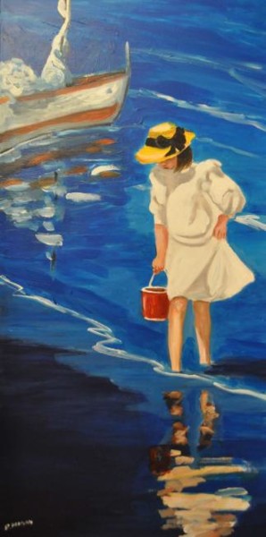Painting titled "BUSCANDO CARACOLAS" by Reme, Original Artwork