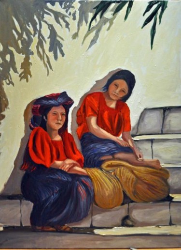 Painting titled "WAITING THE BUS" by Reme, Original Artwork