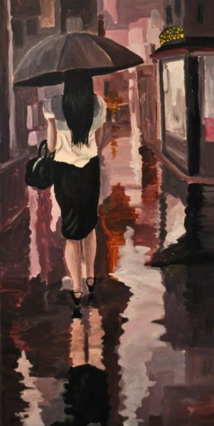 Painting titled "ALONE ON PARIS" by Reme, Original Artwork, Acrylic