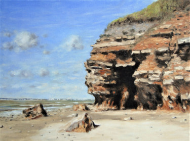 Painting titled "Falaise de Grand-Be…" by Rémi Acquin, Original Artwork, Oil