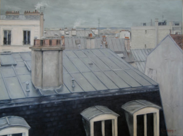 Картина под названием "Toits de Montmartre…" - Rémi Acquin, Подлинное произведение искусства, Масло