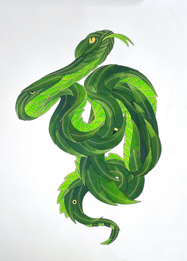 Zeichnungen mit dem Titel "GUY - Serpent" von Rémi Balligand, Original-Kunstwerk, Acryl