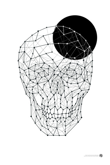 Digitale Kunst mit dem Titel "BLK - Le Crâne" von Rémi Balligand, Original-Kunstwerk, 2D digitale Arbeit