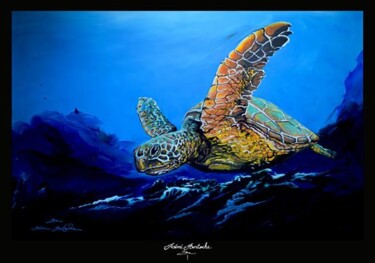 Painting titled "ocean turtle" by Remi Bertoche, Original Artwork, Acrylic