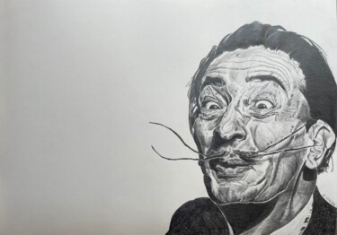 Рисунок под названием "Salvador Dalí" - Rémi Capobianco, Подлинное произведение искусства, Графит