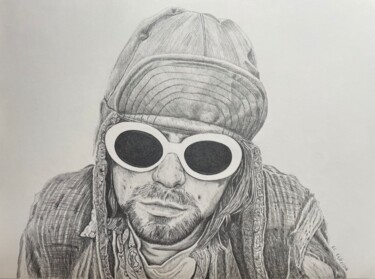 Drawing titled "Kurt Cobain" by Rémi Capobianco, Original Artwork, Pencil