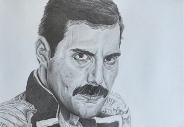 Drawing titled "Freddie Mercury" by Rémi Capobianco, Original Artwork, Graphite