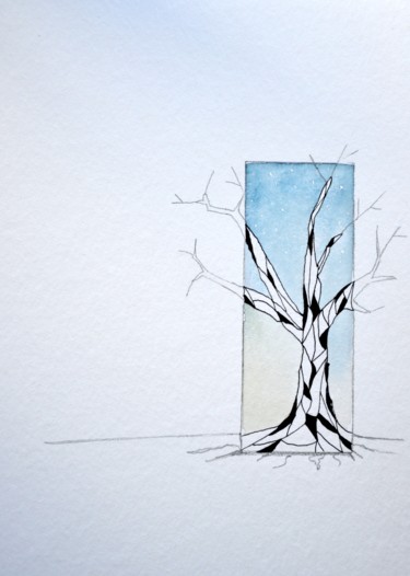 Painting titled "Arbre Vivant #2" by Rémi Collin, Original Artwork, Watercolor