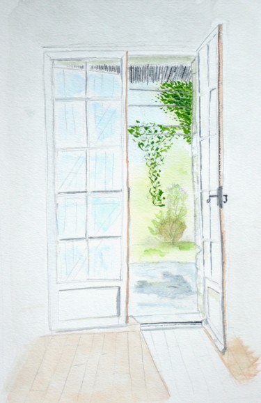 Peinture intitulée "Fenêtre d'ami." par Rémi Collin, Œuvre d'art originale, Aquarelle