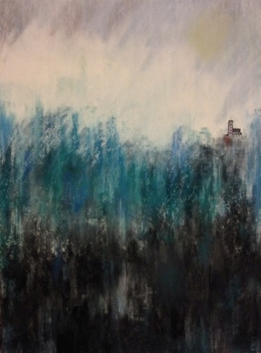 Peinture intitulée "Phare en pleine mer" par Rémi Collin, Œuvre d'art originale, Pastel