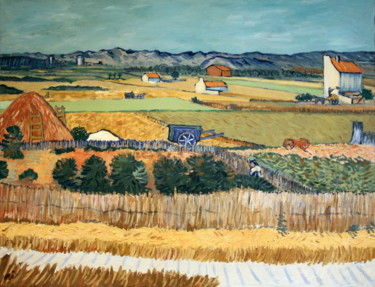 Pittura intitolato "La moisson (VAN GOG…" da Rémi Demerlé, Opera d'arte originale, Olio