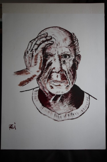 Malarstwo zatytułowany „Pablo Picasso” autorstwa Rémi Demerlé, Oryginalna praca, Olej