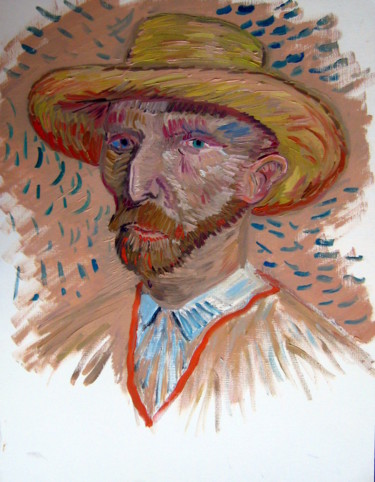 Painting titled "Van Gogh-autoportra…" by Rémi Demerlé, Original Artwork, Oil