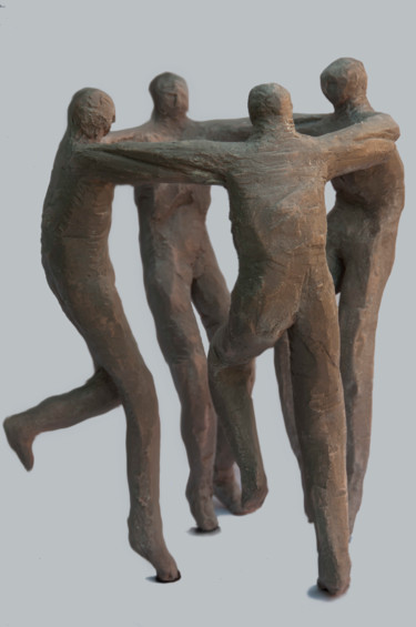 Sculpture intitulée "Danse des quatres g…" par Rémi Dugué, Œuvre d'art originale, Céramique
