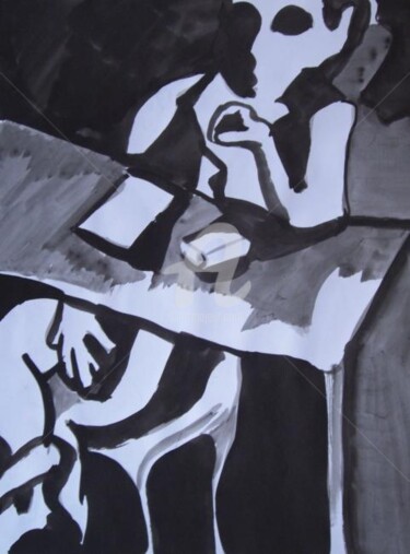 Peinture intitulée "L'étudiante" par Remi Granier, Œuvre d'art originale