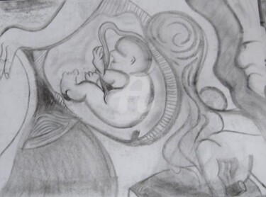 Peinture intitulée "Le bébé dans le ven…" par Remi Granier, Œuvre d'art originale
