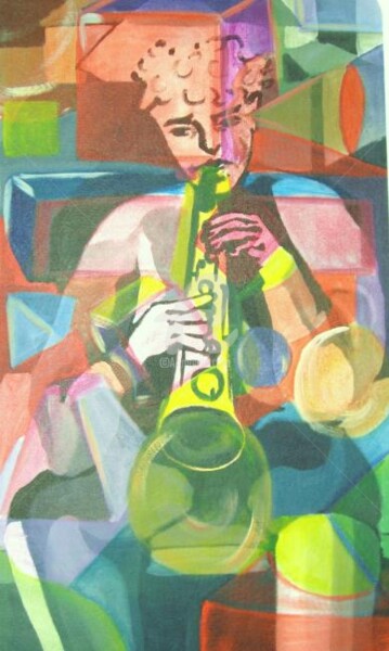 Painting titled "Le saxophoniste" by Remi Granier, Original Artwork