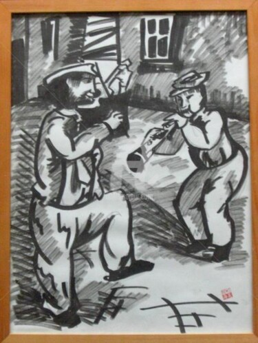 Painting titled "Les musiciens" by Remi Granier, Original Artwork