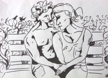 Peinture intitulée "Les amoureux" par Remi Granier, Œuvre d'art originale