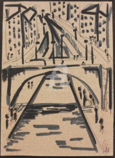 Peinture intitulée "Les quais, un pont…" par Remi Granier, Œuvre d'art originale