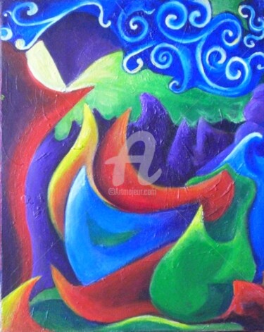 Peinture intitulée "Les vagues qui m'on…" par Remi Granier, Œuvre d'art originale