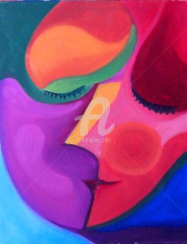 Peinture intitulée "Un baiser" par Remi Granier, Œuvre d'art originale