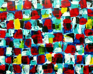 Painting titled "Damier" by Rémi Benard, Original Artwork, Acrylic