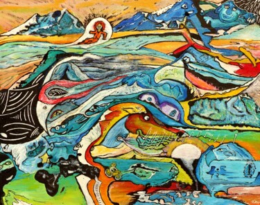 Painting titled "Ma terre" by Rémi Benard, Original Artwork, Acrylic