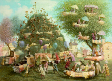 Painting titled "The music of heaven" by Remigijus Januskevicius, Original Artwork, Oil
