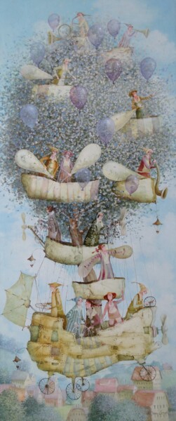 Картина под названием "Tree flight" - Remigijus Januskevicius, Подлинное произведение искусства, Масло
