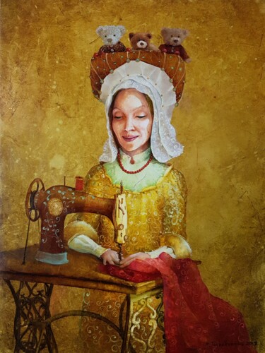 Malerei mit dem Titel "Fairy" von Remigijus Januskevicius, Original-Kunstwerk, Öl