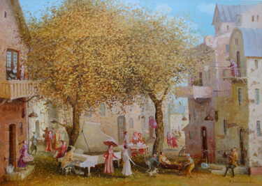 Pintura intitulada "Weekend in the city" por Remigijus Januskevicius, Obras de arte originais, Óleo