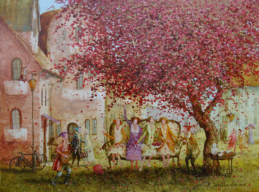 Pittura intitolato "City swing" da Remigijus Januskevicius, Opera d'arte originale, Olio