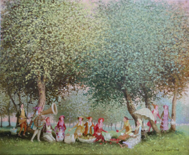 Peinture intitulée "Morning tea" par Remigijus Januskevicius, Œuvre d'art originale, Huile