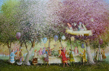 Malerei mit dem Titel "Blossom tea" von Remigijus Januskevicius, Original-Kunstwerk, Öl