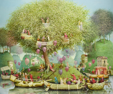 Pintura intitulada "Island of dreams" por Remigijus Januskevicius, Obras de arte originais, Óleo