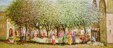 Картина под названием "Tea festival" - Remigijus Januskevicius, Подлинное произведение искусства, Масло Установлен на Деревя…