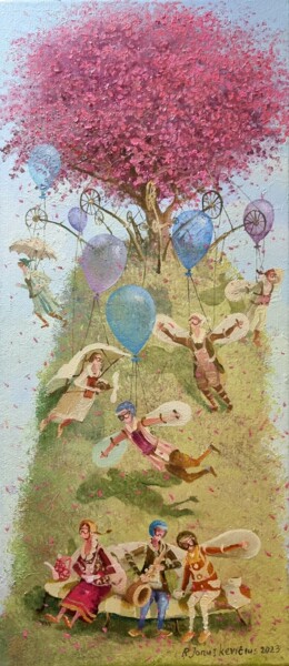 Malerei mit dem Titel "Mountain of balloon…" von Remigijus Januskevicius, Original-Kunstwerk, Öl