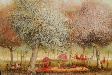 Painting titled "Blossom garden" by Remigijus Januskevicius, Original Artwork, Oil