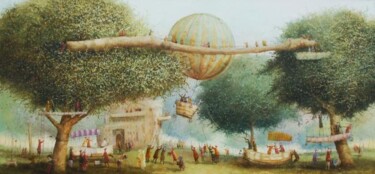 Pittura intitolato "balloon" da Remigijus Januskevicius, Opera d'arte originale, Olio