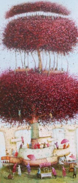 Painting titled "travelling tree" by Remigijus Januskevicius, Original Artwork, Oil