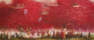 Painting titled "red concert" by Remigijus Januskevicius, Original Artwork, Oil