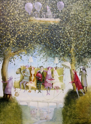Malerei mit dem Titel "Swing" von Remigijus Januskevicius, Original-Kunstwerk, Öl